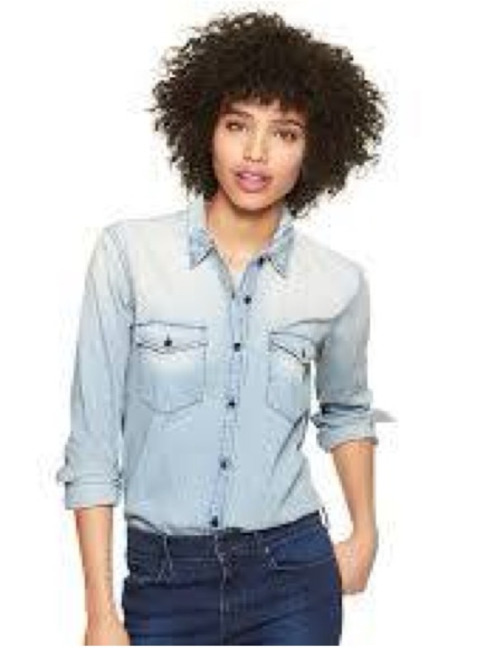 Gap Faded Denim Boyfriend Button-Up Shirt Size XS